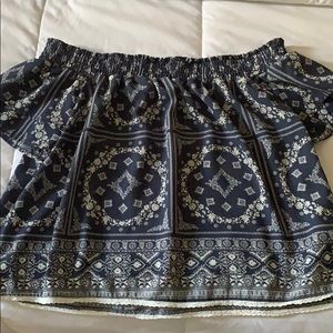 Gauze Print | Off Shoulder tee